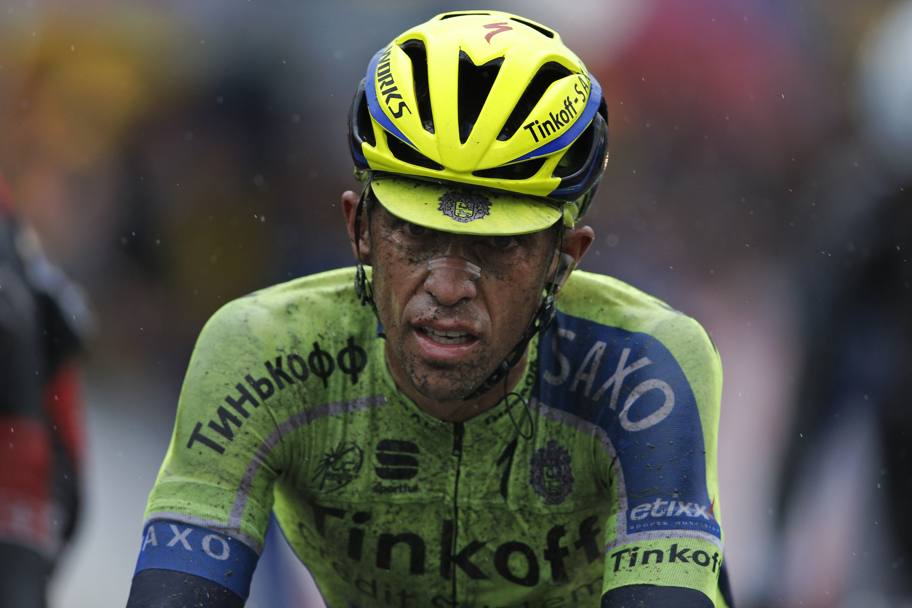 Alberto Contador verso l’arrivo (Ap)